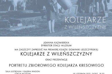 Na plakacie widoczni są ludzie w historycznych strojach kolejarskich, stojący przed parowozem i towarzyszącymi wagonami. W tle rozmazane kontury kolejowych budowli przyczyniają się do atmosfery dawnych lat. Centralne miejsce zajmuje tekst informujący o wydarzeniu związanym z tematyką kolejnictwa.