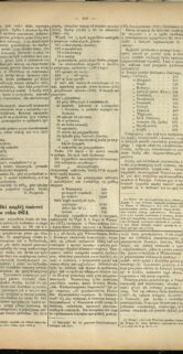 Prezentowana strona zawiera tekst i tabele w starym formacie, typowe dla dokumentów z drugiej połowy XIX wieku. Kolumny danych są wypełnione liczbami i słowami, co wskazuje na rejestrację informacji lub statystyk. Dokument jest starannie zachowany, co umożliwia czytanie jego zawartości.