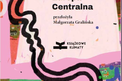 Na ilustracji widoczna jest okładka książki z abstrakcyjnym graficznym wzorem przedstawiającym zakręcone linie i kształty przypominające szlak kolejowy oraz otaczający pejzaż. Tytuł