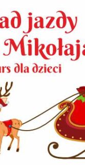 Rysunek św. Mikołaja w saniach z reniferami